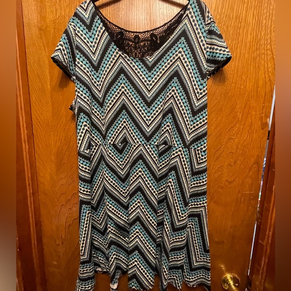 Rue21 Dresses & Skirts - Rue+ - Midi dress w/crochet detail - 3X - white, aqua, black - like new